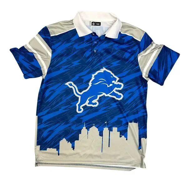 NFL Team Apparel Graphic Polo Detroit Lions City Scape Men's XL Motor City - Picture 1 of 5